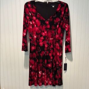NWT Tommy Hilfiger Floral Black and Red Dress Size 12
